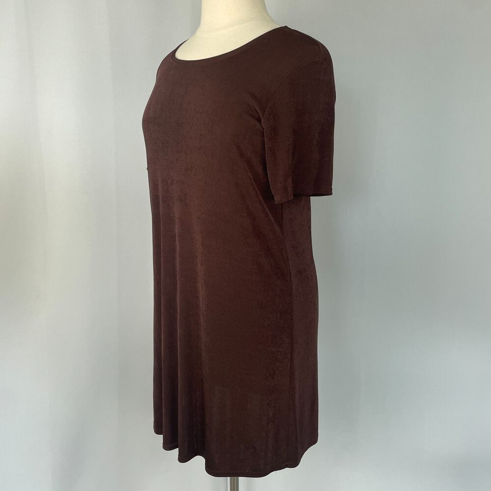 Vintage Casual Dress Plus Size 14W 16W Chocolate Brown Minimal Stretch T Shirt - Picture 5 of 12